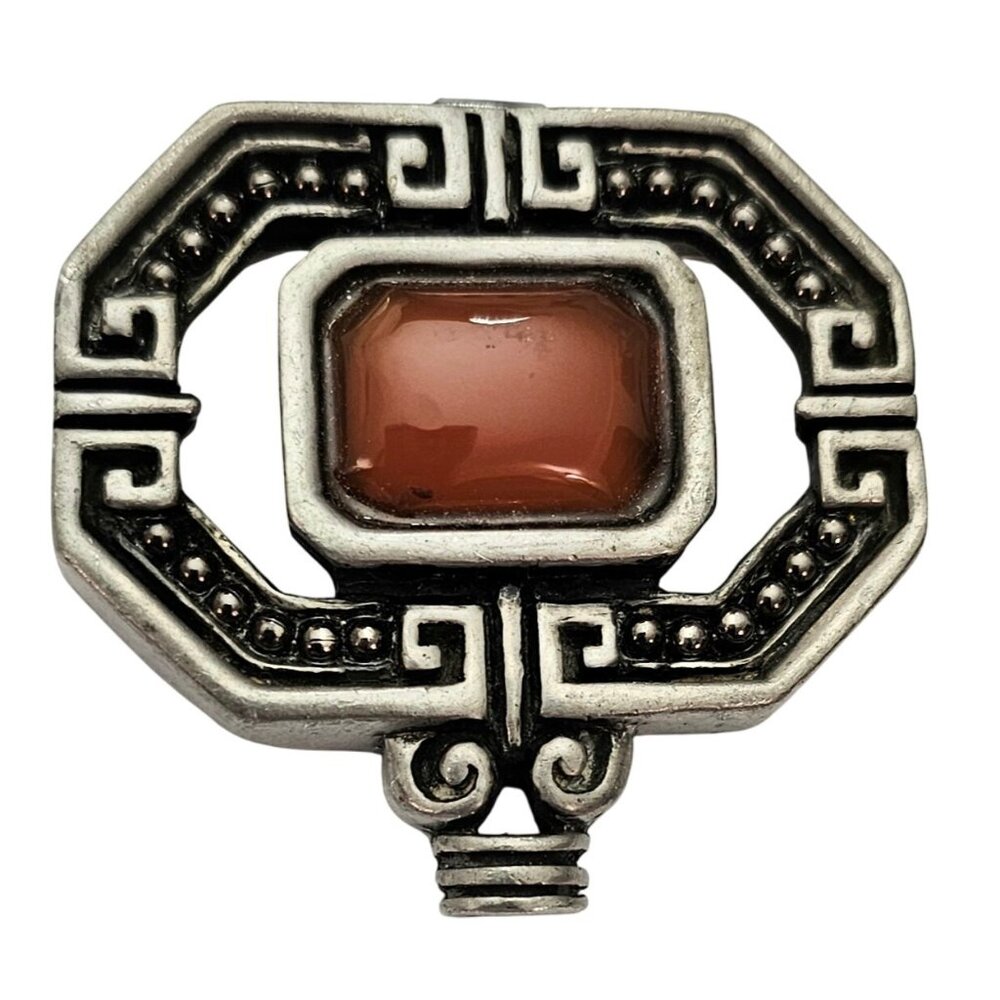 Fahrenheit Silver Tone Brooch Carnelian Pin